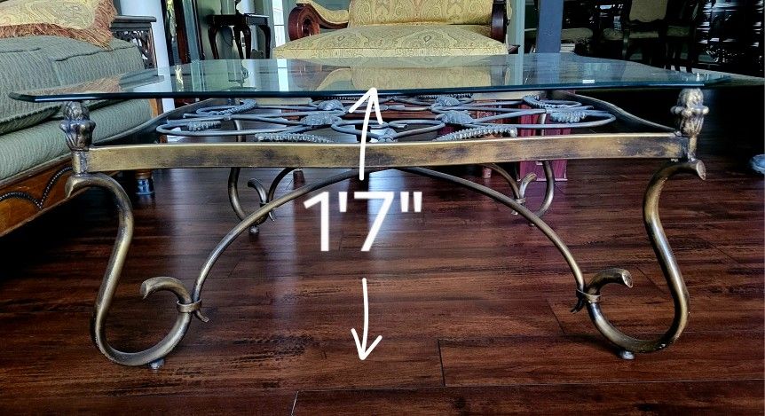 Glass And Wrought Iron Coffee Table