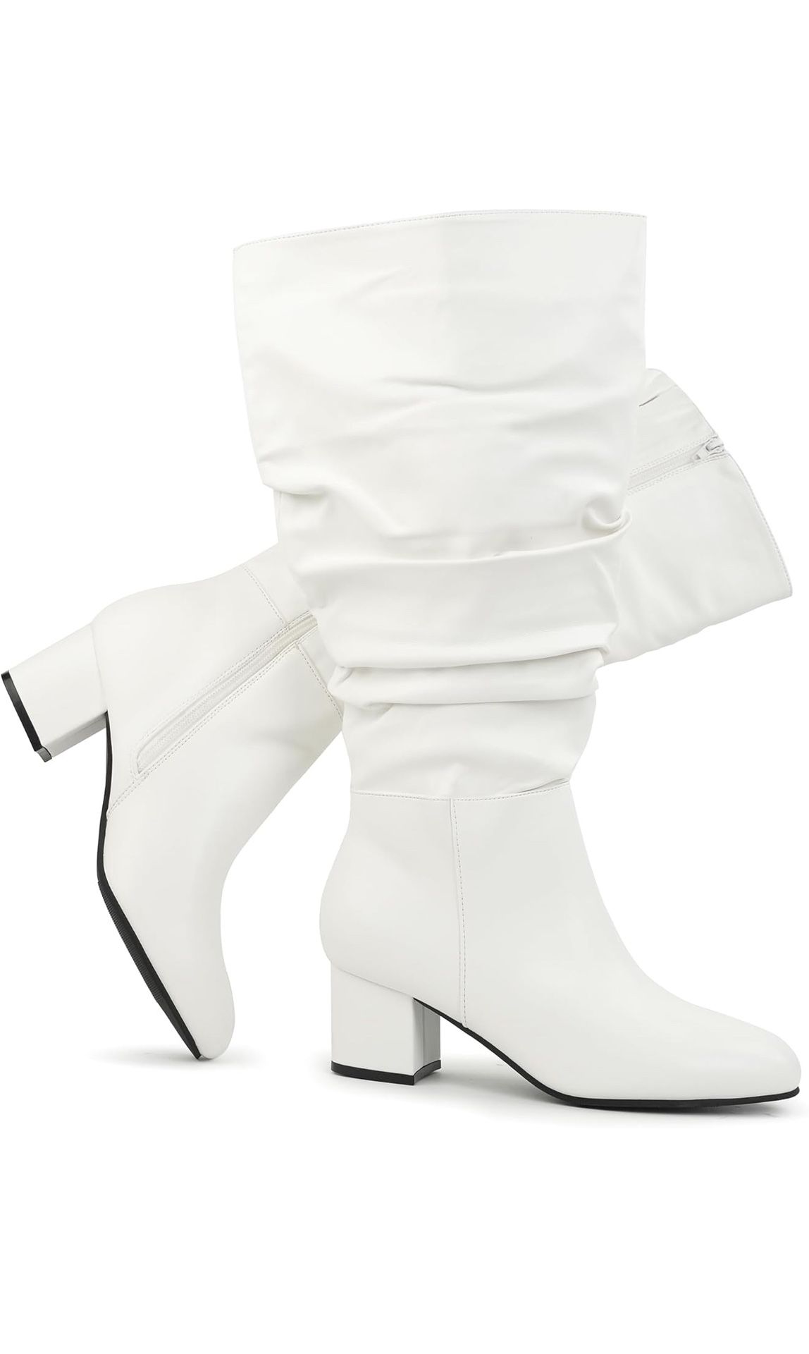 New Women’s Size 10 Women's Extra Wide Calf Dress Boots Slouchy Suede Boots with Block Heel