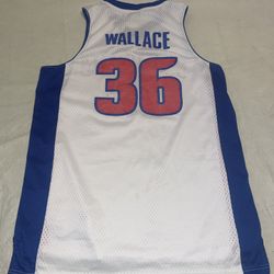 Rasheed Wallace DETROIT PISTONS Adidas JERSEY White Mens Large Sewn Vintage Euc