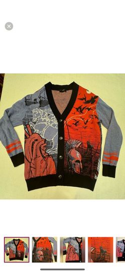 Astrology dark academia wolf Roman birds cardigan sweater size XL oversized could fit a 1X plus