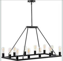 Black Farmhouse Chandeliers Wagon Wheel, Industrial Iron Lighting Candle Style, Rustic Hanging Ceiling Light Fixture for Dining Room Kitchen Island Be
