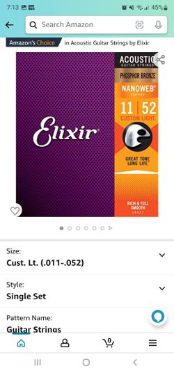Elixir 11/52 Acoustic Guitar Strings