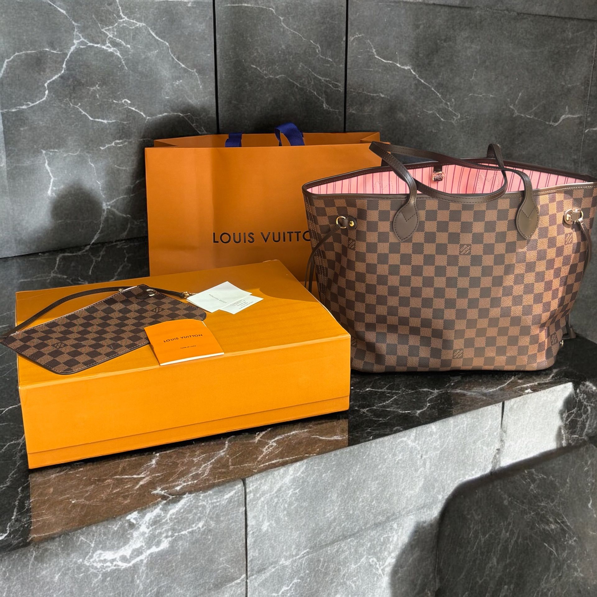Louis Vuitton Neverfull MM Damier Ebene/Rose Ballerine