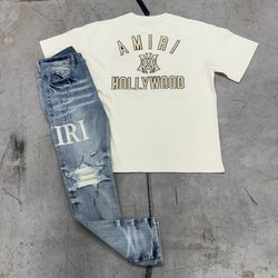 AMIRI SHIRT AND JEAN SET 