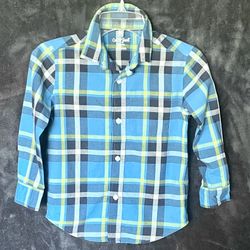 Boys Size XS (4/5) Cotton Button-up Plaid Long Sleeve Shirt 