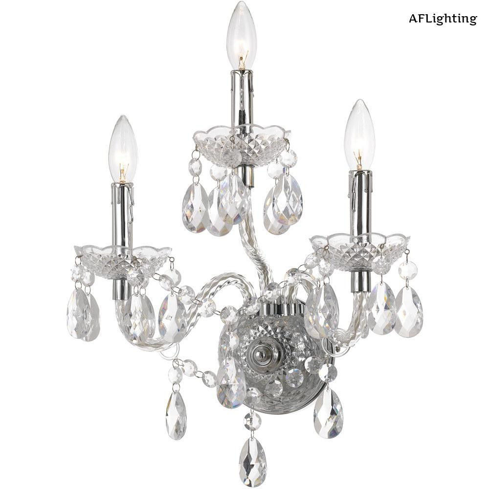 AF Lighting Naples 17.5 in. 3-Light Clear/Chrome Wall Sconce
