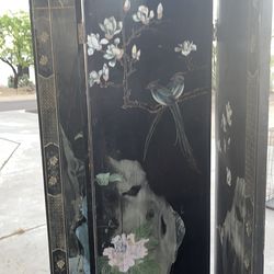 Vintage Oriental four panel divider