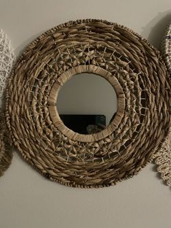 straw wall mirror