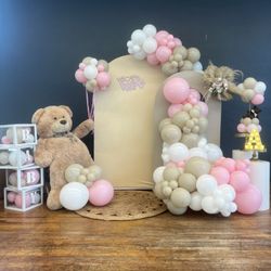 Pink Bear Baby Shower Balloons 