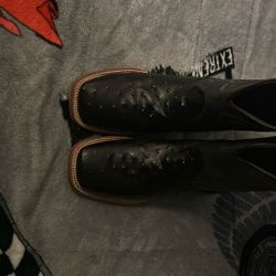 Black Ostrich Boots Size 6
