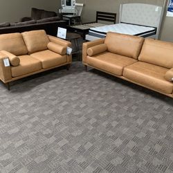 Tan Camel Sofa And Love Seat 