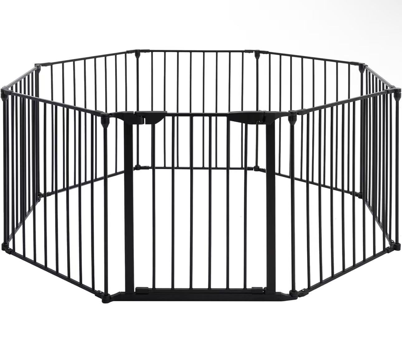 Extra Wide Gate Metal Safety Playpen - Fireplace Fence for Toddler/Pet/Dog