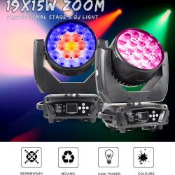 2 19x15W LED Zoom Wash Moving Head Light