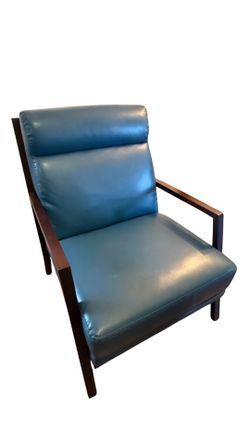 Faux Leather Blue Accent Chair