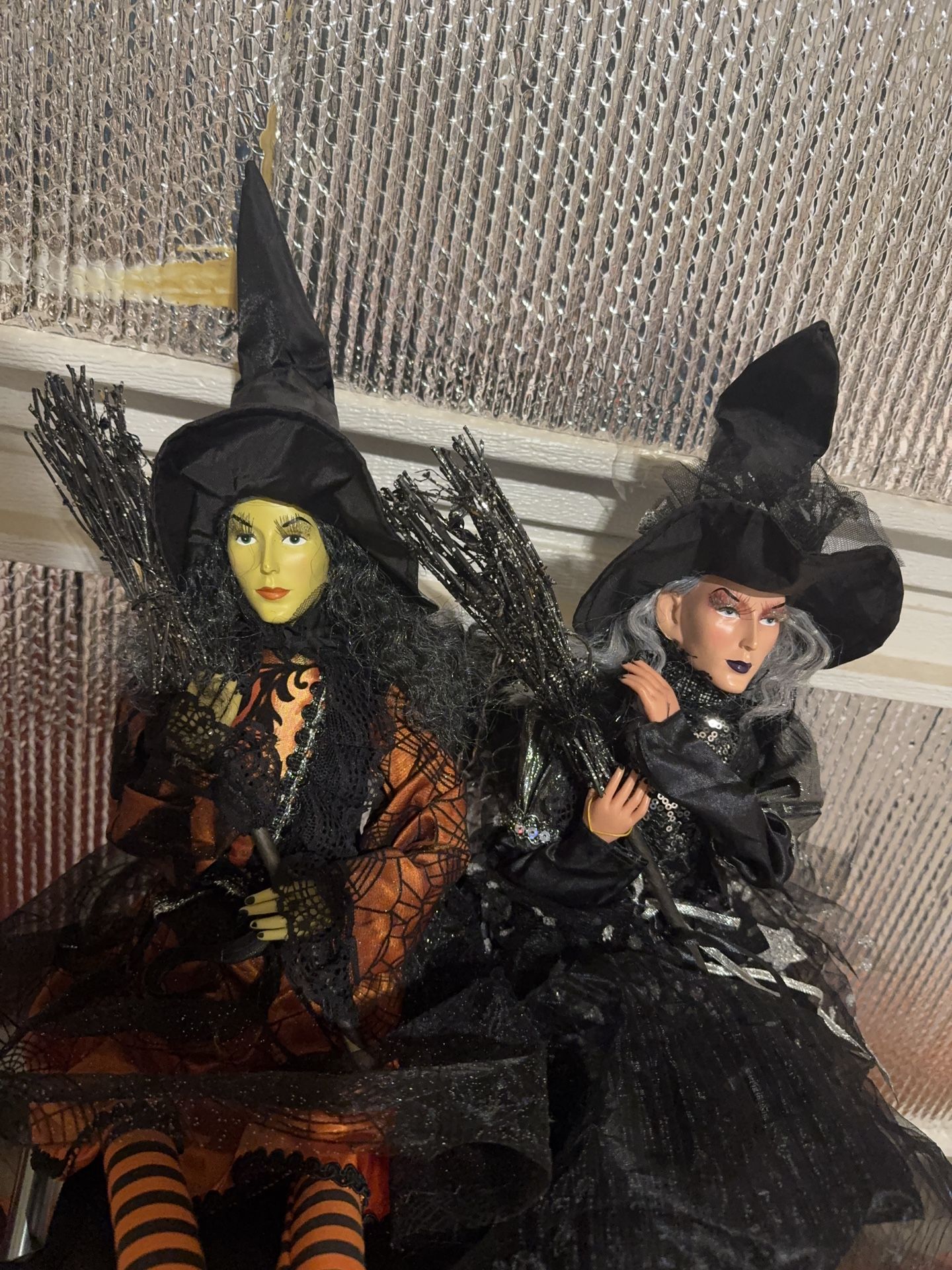 Decorative Witches With Porcelain Hands, Feet & Face