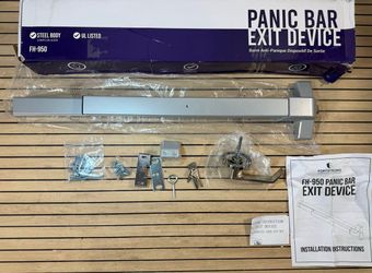 IRONWALLS Panic Bar Exit Door Hardware, 32”-47” Doors, Stainless Steel, Silver