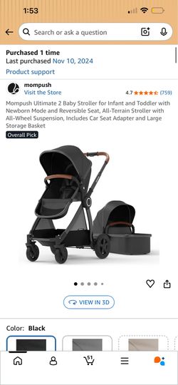Mompush ultimate 2 stroller and bassinet
