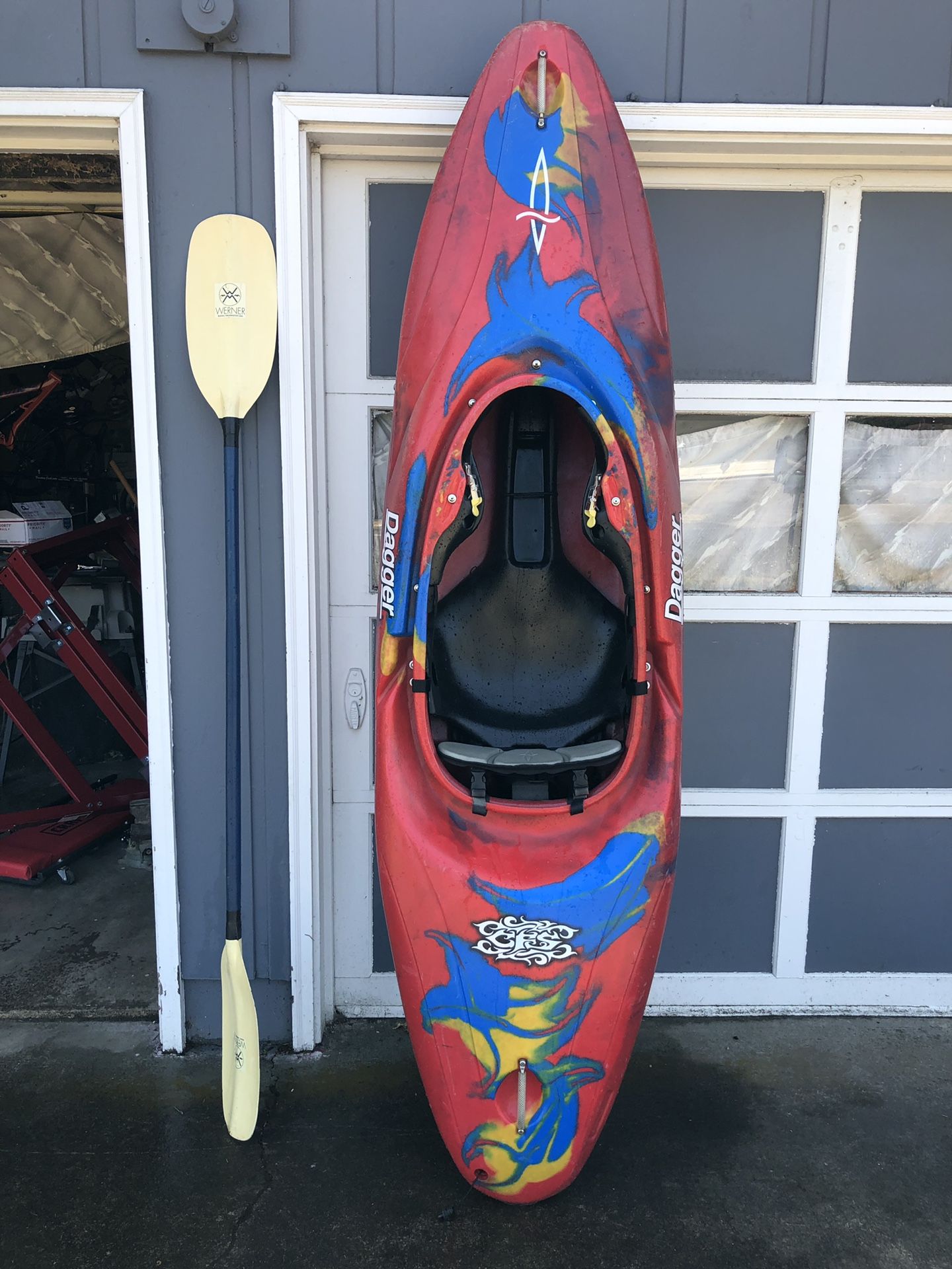 Dagger CFS Kayak, and Werner Paddle w/gear
