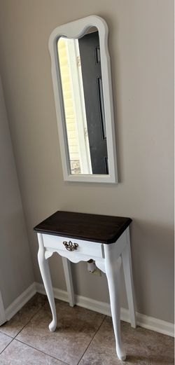Solid oak entry way mirror and stand