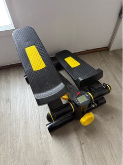 Mini Stepper Exercise Machine w/ LCD Display Monitor, Black/Yellow