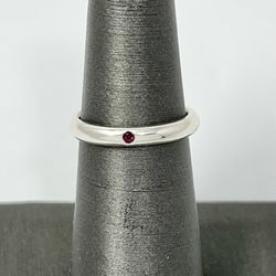Tiffany & Co Elsa Peretti 925 Sterling Silver Ruby Stacking Band Ring Sz 5