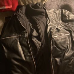 Guess Faux Leather Hooded Jacket 