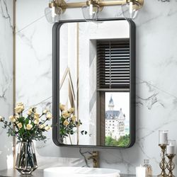 Toke Shimi 16x24 Matte Black Wall Mirror Bathroom/Living Room Entryway 