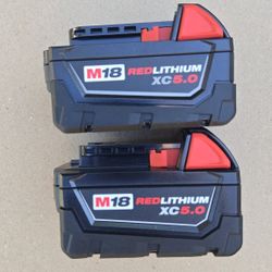 Milwaukee 18v Batteries 5.0 Ah Brand New Price For Both 