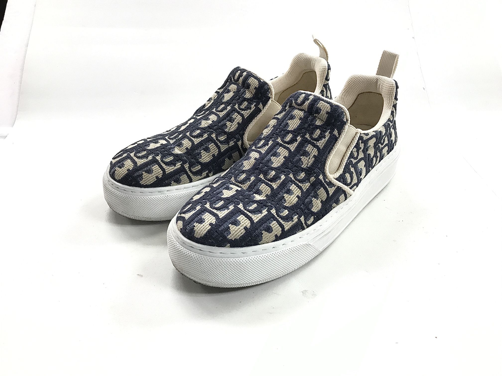 CHRISTIAN DIOR Canvas Oblique Embroidered Womens Solar Slip On Sneakers 37 EURO