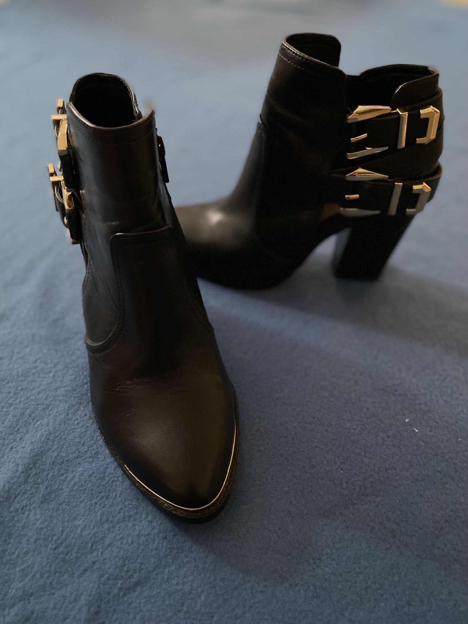 Black Leather Ankle Boots 