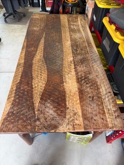 $75 - Wooden Dining Room table and benches