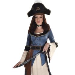 Womens Posh Pirate Halloween Costume 3pc Adult Medium 6-8