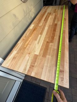 Garage Work-bench by Gladiator, 6 feet wide, adjustable height, solid birch wood top