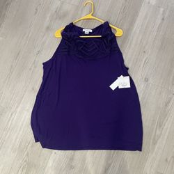 New ~ Women’s “Liz Claiborne-Purple Sleeveless Top (Size: 2X)