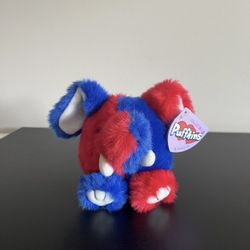 Puffkins Stars Elephant Plush Swibco Stuffed Animal Blue Red 6721 Vintage
