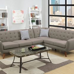 Brand New Grey Retro Style Sectional Sofa 