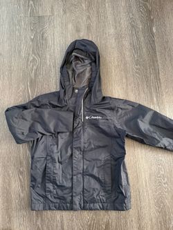 Columbia Kids XXS 4/5 Black Hooded Rain Jacket Lightweight Windbreaker