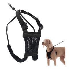 Sporn Large/XL Neck 16”- 24”No Pull Dog Harness for Large Dogs - Black Mesh Body, Durable Nylon, Breathable, Easy to Put On, No Choke, Padded, Adjusta