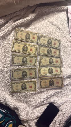 1963 red seal 10 $2 doll bills $40 each