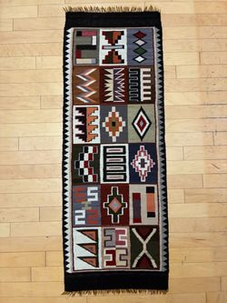 Vintage Peruvian Hand Woven Wall Hanging Table Runner Tapestry South America Folk Art Rug Home Decor