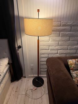 Modern Floor Lamp with Fabric Drum Shade