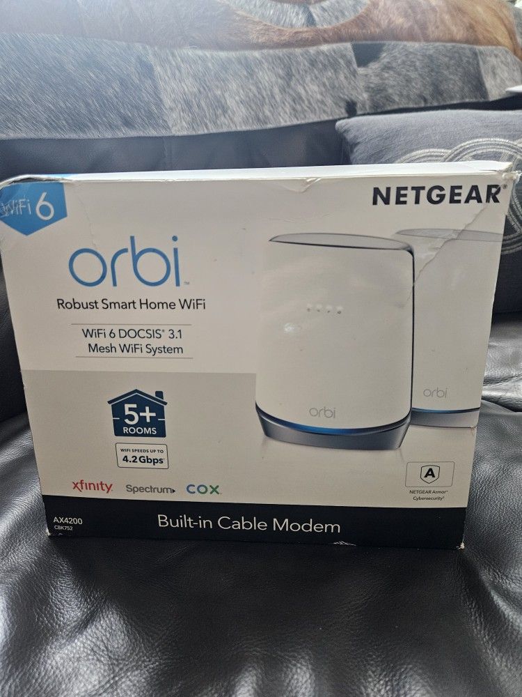 Orbi WiFi 6. Up To 4.2 Gbps. 5+rooms