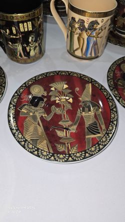 Egyptian Decorative Ceramic Plate set of 14 (FATHY MAHMOUD) collection
