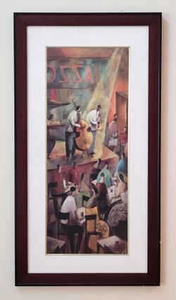 Didier Lourenco Jazz Club 2002 Offset Lithograph 22x41 Framed