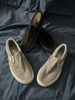 Light Grey/ Black Slip on Vans