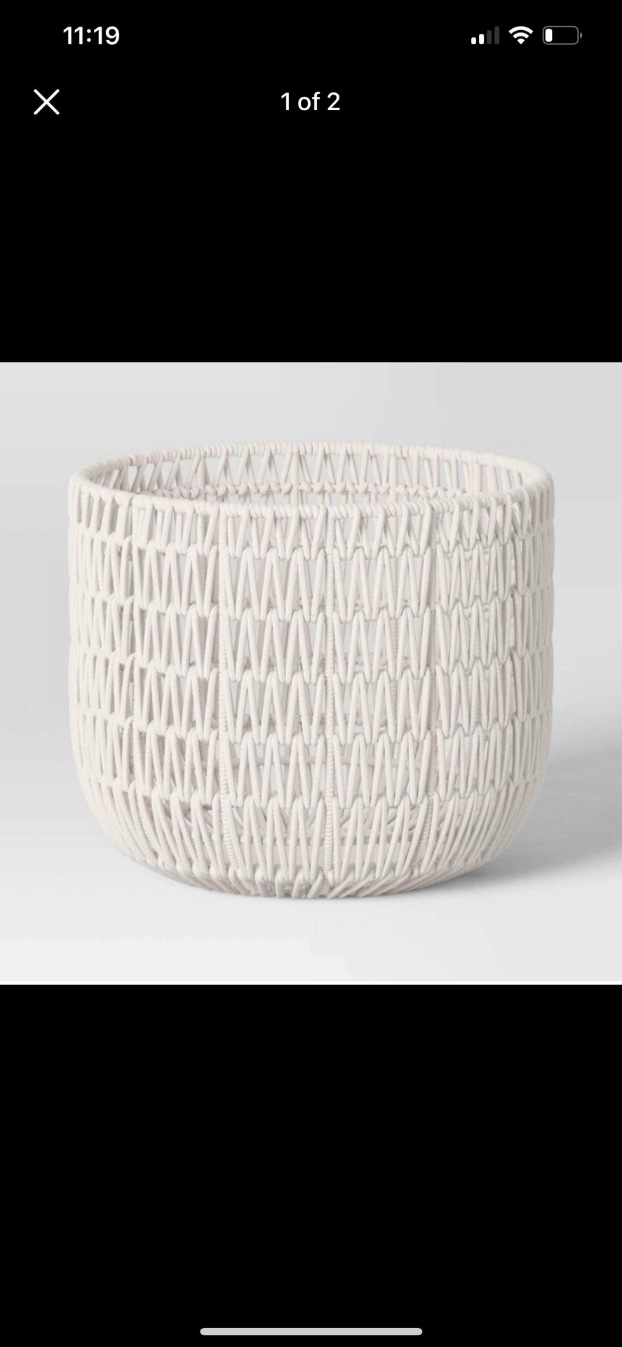 Rope Basket Cream - Threshold™: Storage for Blankets, Spot Clean, 12”x16”