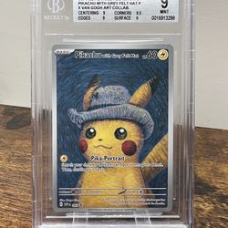 Pikachu Van Gogh x Pokemon BGS 9 Mint 2023 Black Star Promo 085 Grey Felt Hat