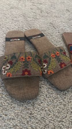 Floral Embroidered Slide Sandals