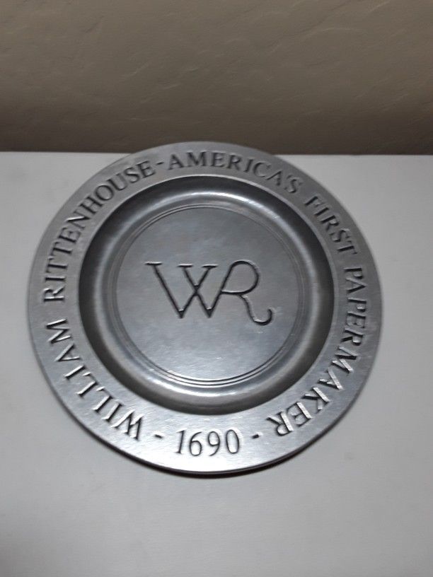 Vintage Wilton Mount Joy PA USA Pewter plate William Rittenhouse Collector Edition