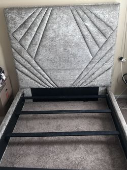 Grey Crushed Velvet Bed Frame